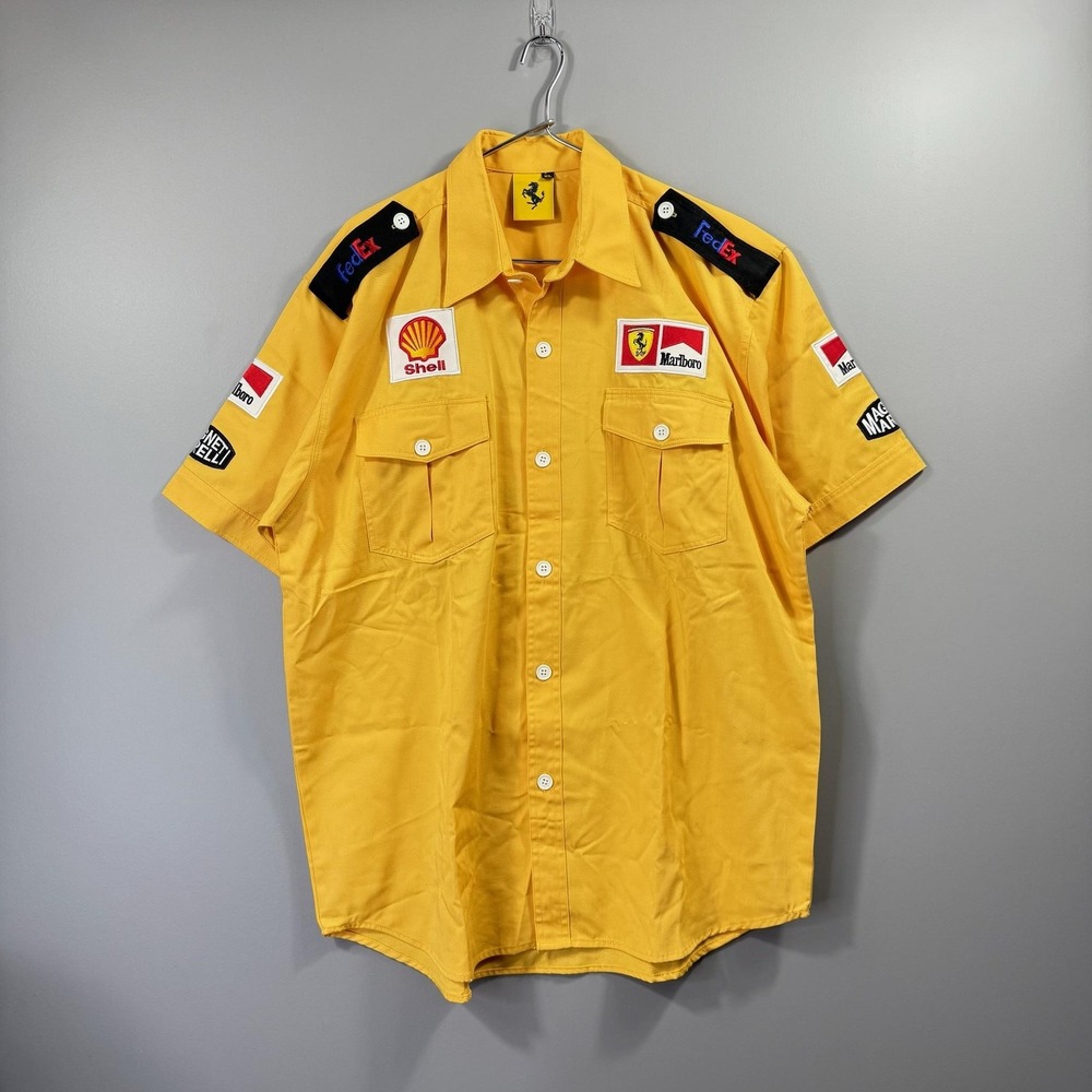 Ferrari Marlboro Shirt Mens XL Yellow Racing F1 Shell FedEx Tommy Hilfiger